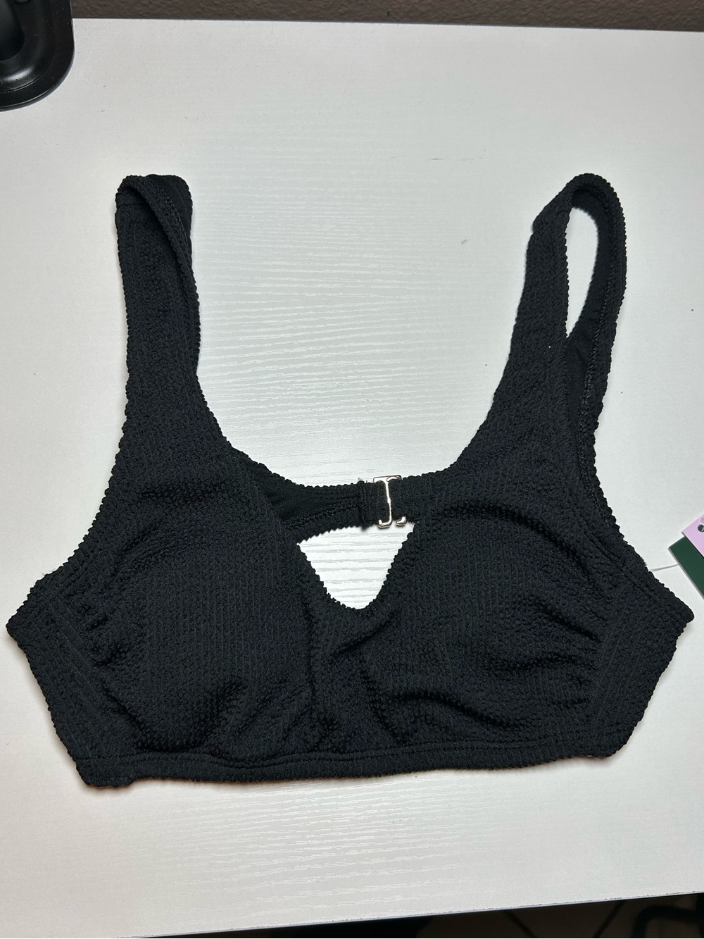 Wild Fable Women’s Black Pucker Textured Scoop Front Bralette Bikini Top Small